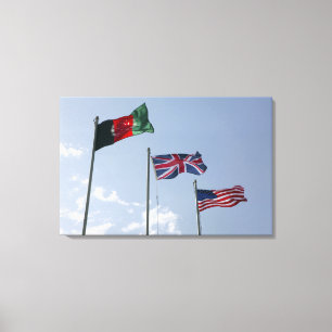 UK Flag between the Afghan and US flags Canvas Print