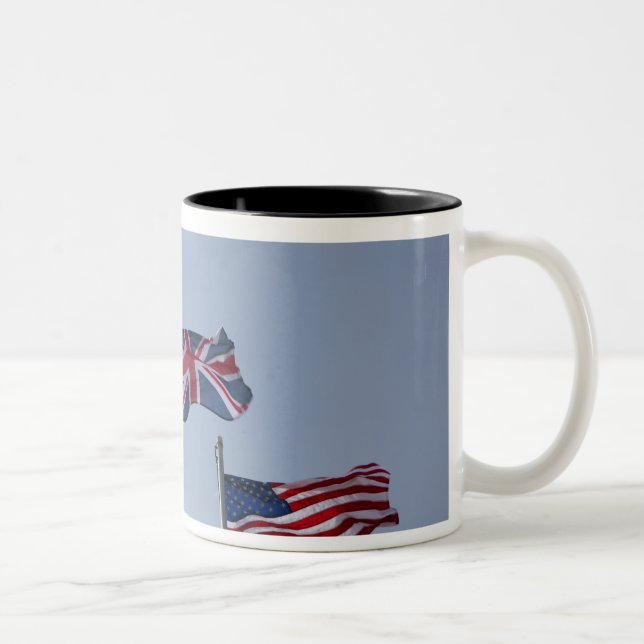 UK Flag between the Afghan and US flags Two-Tone Coffee Mug (Right)