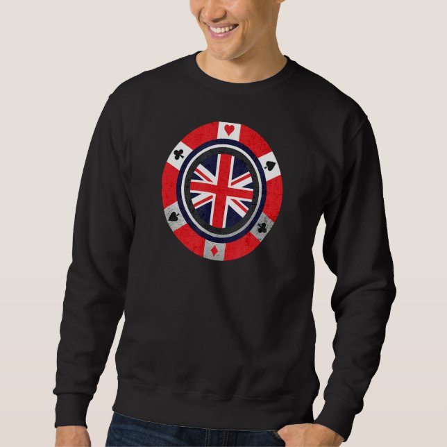 Uk Flag British Union Jack Poker Chip Sweatshirt (Front)