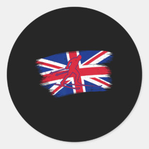 Uk Flag Cross Country Skiing Winter Sports Biathlo Classic Round Sticker