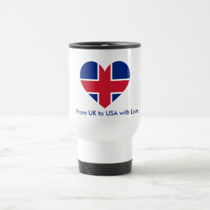 UK Flag Heart Custom Name Mug - British Love Gift