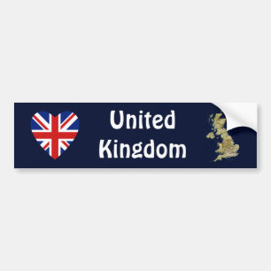 UK Flag Heart + Map Bumper Sticker