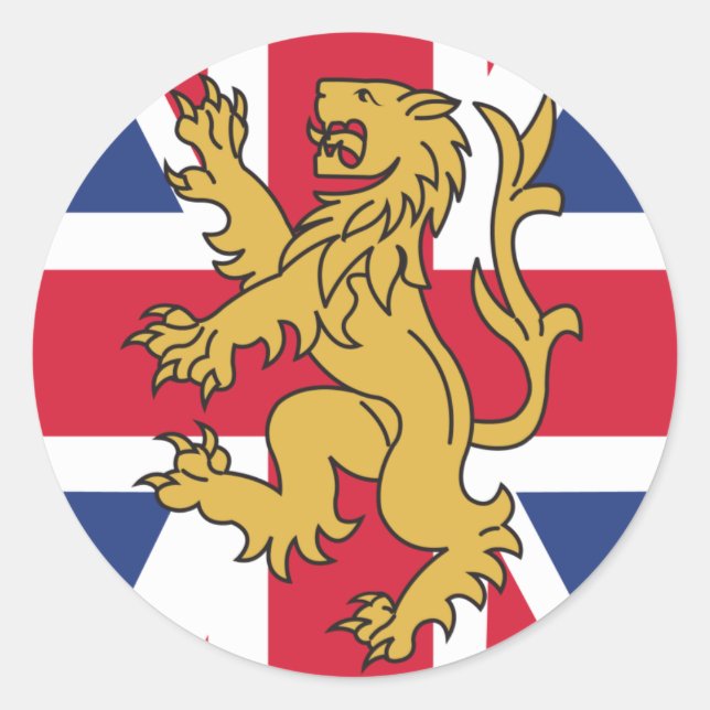 UK Flag Lion Classic Round Sticker (Front)
