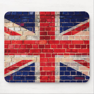 UK flag on a brick wall mousepad