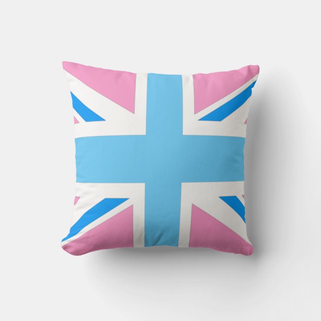uk flag pink and blue pastel throw pillow (Front)