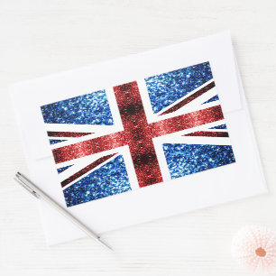 UK flag red and blue sparkles glitters Sticker