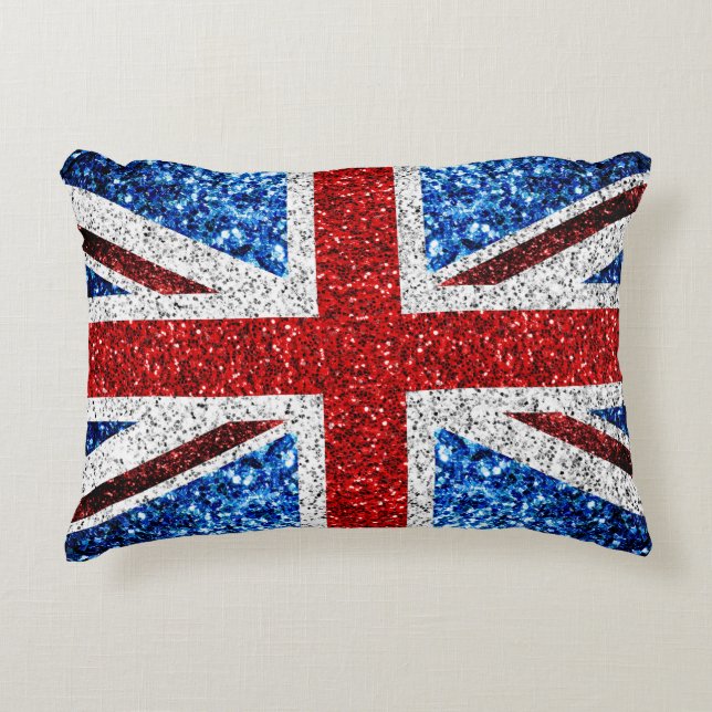 UK flag red blue white sparkles glitters Accent Pillow (Front)