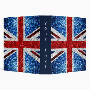 UK flag red blue white sparkles glitters Binder