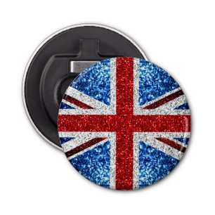 UK flag red blue white sparkles glitters Bottle Opener