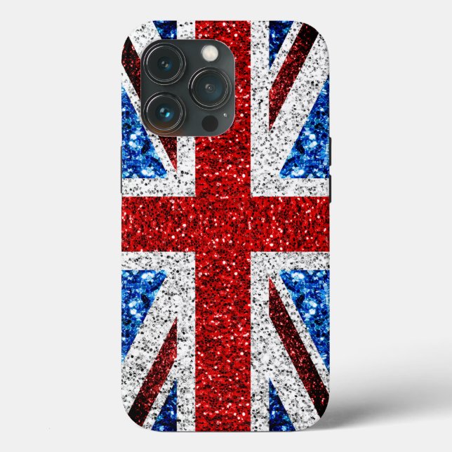 UK flag red blue white sparkles glitters Case-Mate iPhone Case (Back)