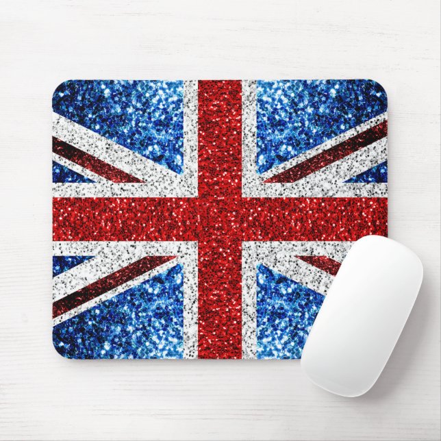 UK flag red blue white sparkles glitters Mouse Pad (With Mouse)