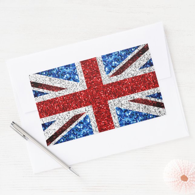 UK flag red blue white sparkles glitters Sticker (Envelope)