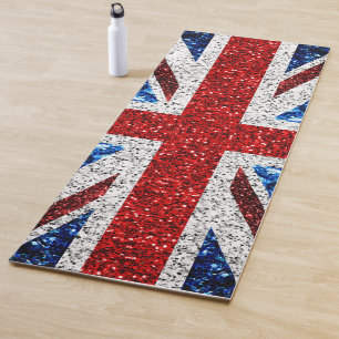 UK flag red blue white sparkles glitters Yoga Mat