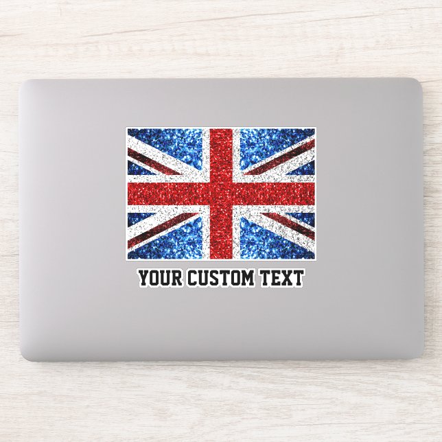 UK flag red blue white sparkles Your custom text (Computer)