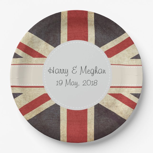 UK Flag Royal Wedding Large Paper Plates (Front)