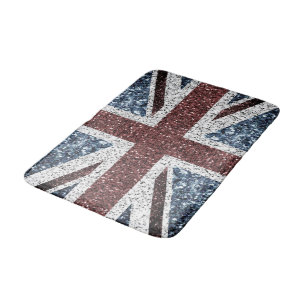 UK flag Rustic vintage sparkles glitters bling Bath Mat
