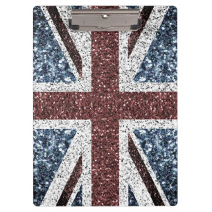 UK flag Rustic vintage sparkles glitters bling Clipboard