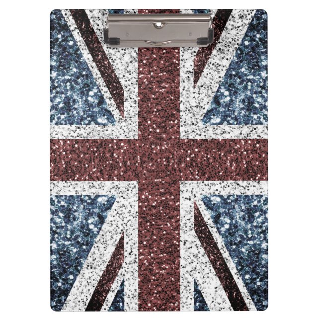 UK flag Rustic vintage sparkles glitters bling Clipboard (Front)