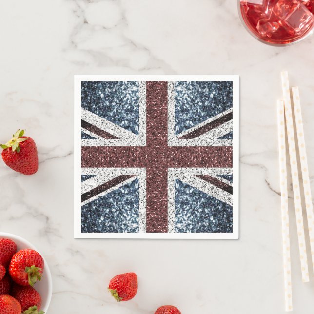 UK flag Rustic vintage sparkles glitters bling Napkin (Insitu)