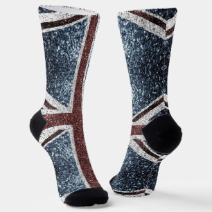 UK flag Rustic vintage sparkles glitters bling Socks