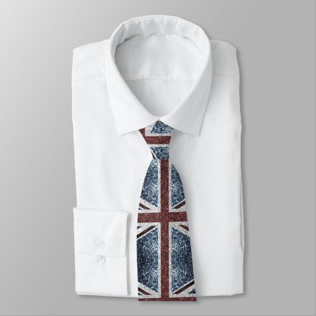 UK flag Rustic vintage sparkles glitters bling Tie (Tied)