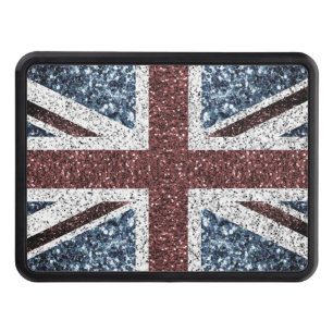 UK flag Rustic vintage sparkles glitters bling Trailer Hitch Cover