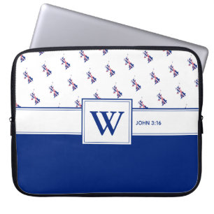 UK GREAT BRITAIN Bible Monogram Christian Laptop Sleeve