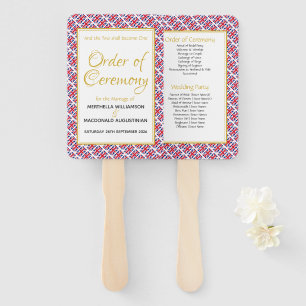 UK GREAT BRITAIN Christian Wedding Programme Hand Fan