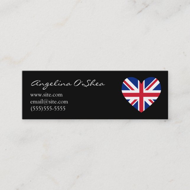 UK Heart Skinny Carte de visite (Devant)