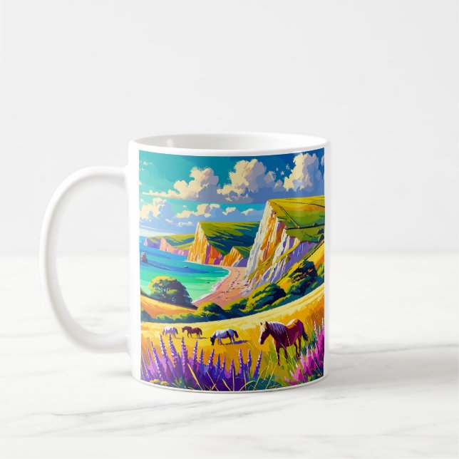 uk Jurassic coast cposter art Coffee Mug (Left)