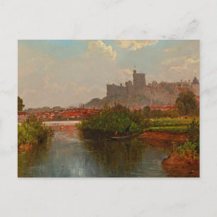 UK Landscape with a View of Windsor Castle 1881 Postcard