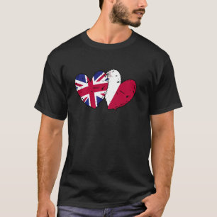 UK Malta Flag Hearts British Maltese Friendship T-Shirt