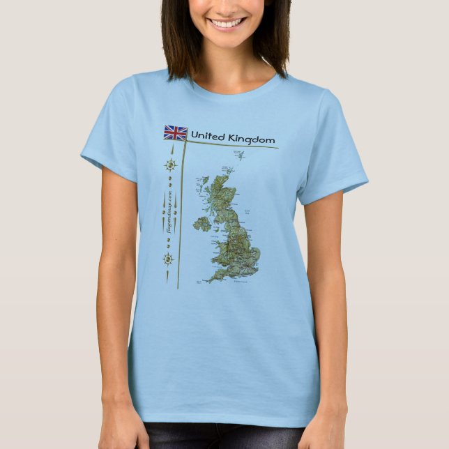 UK Map + Flag + Title T-Shirt (Front)