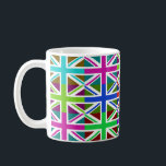 UK Multihue Flags Mug<br><div class="desc">This eye-catching multi-coloured design features the flag of United Kingdom repeated several times with every hue adjusted to create a pop art effect. We like to think this mug will rekindle fond British memories during a coffee or teabreak. © FlagAndMap - online source of international gifts and souvenirs - view...</div>