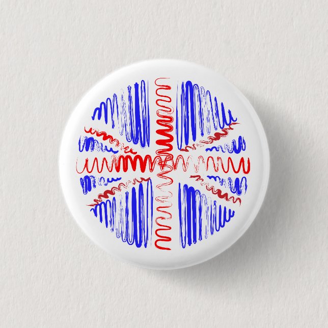 UK on White 1 Inch Round Button (Front)