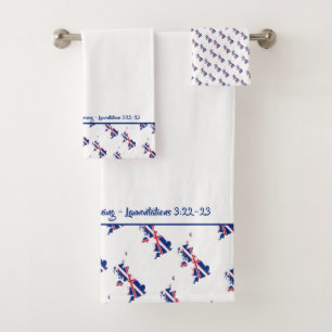 UK Patriotic UNION JACK Custom Christian Scripture Bath Towel Set