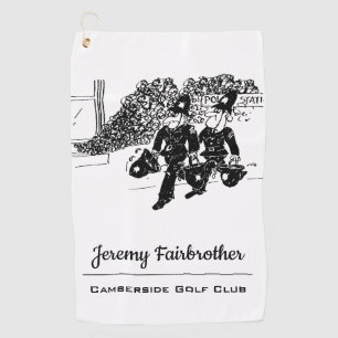 UK Police Carrying Water in Helmets Golf Towel