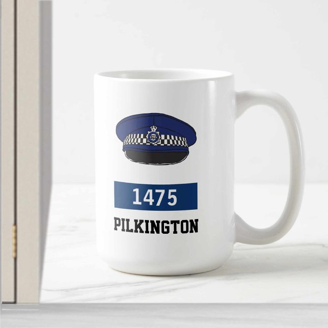 UK Police Flat Cap - Add Number & Name Coffee Mug (Creator Uploaded)