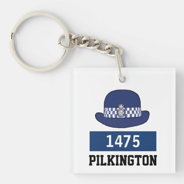 UK Police WPC Hat - Add Number & Name Keychain (Front)