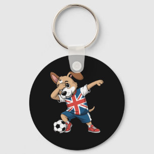Uk Soccer Dabbing Dog Union Jack Keychain