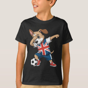 Uk Soccer Dabbing Dog Union Jack T-Shirt