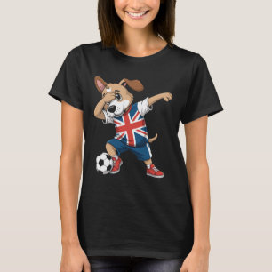 Uk Soccer Dabbing Dog Union Jack T-Shirt