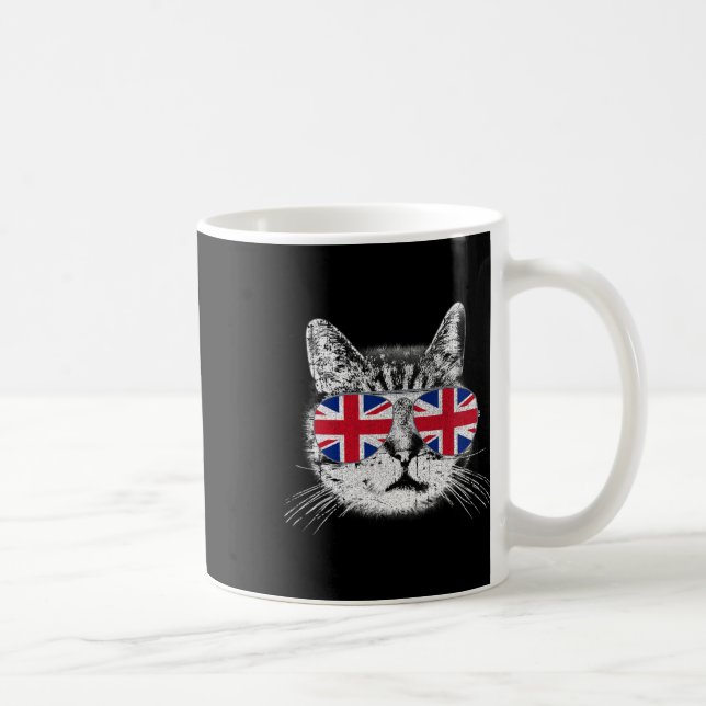 Uk Union Jack British Flag England Cat Sungles Gif Coffee Mug (Right)