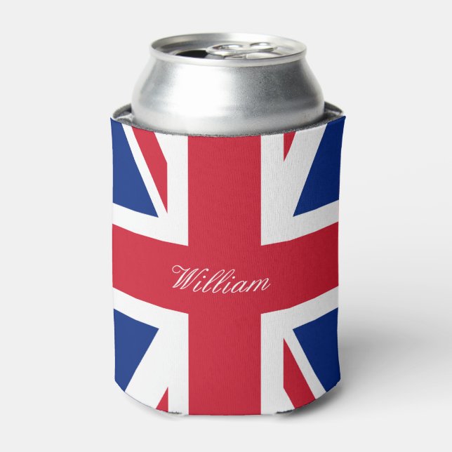 UK Union Jack British Flag Personalized Can Cooler (Can Front)
