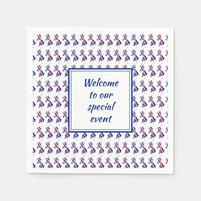 UK UNION JACK Custom Add Your Text Patriotic Paper Napkin (Front)