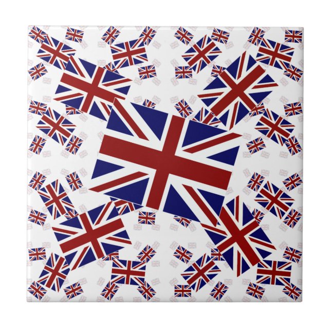 UK Union Jack Flag in Layers Askew Tile (Front)