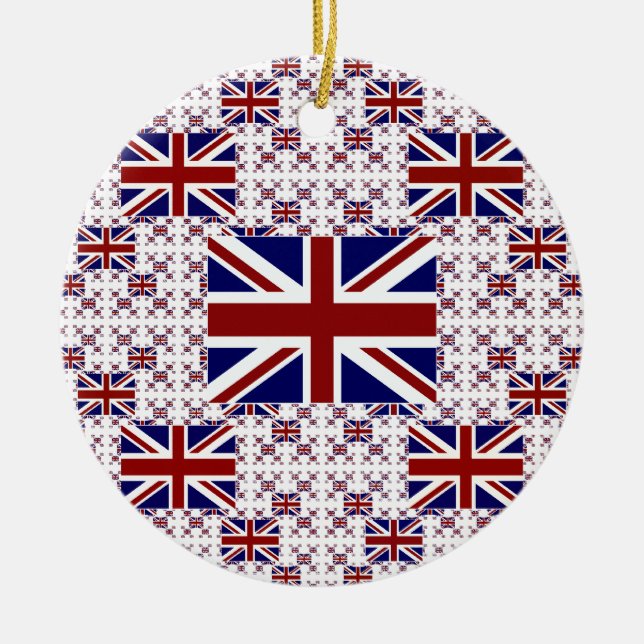 UK Union Jack Flag in Layers Ceramic Ornament (Front)