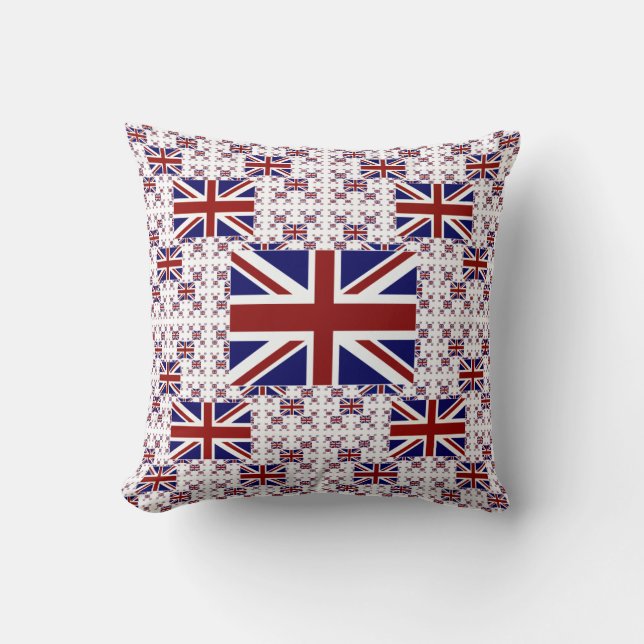 UK Union Jack Flag in Layers Throw Pillow (Front)