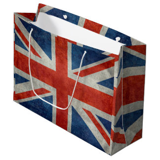 UK Union Jack Flag in retro style vintage textures Large Gift Bag