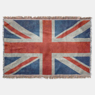 UK Union Jack Flag in retro style vintage textures Throw Blanket